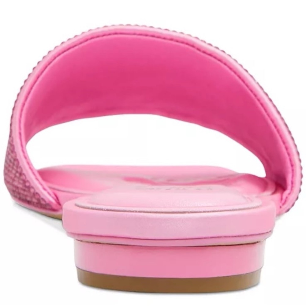 Aldo x Barbie Barbieville Pink Satin Rhinestone Flat Slide Sandals New Woman’s - Picture 7 of 11